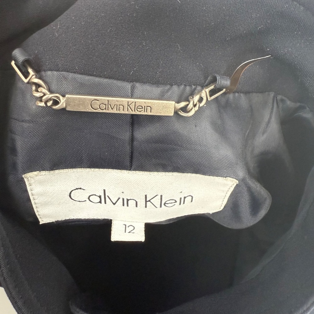 Calvin Klein Jacket Women 12 Black Buttons Blazer Coat Office Career Academia - Picture 6 of 11